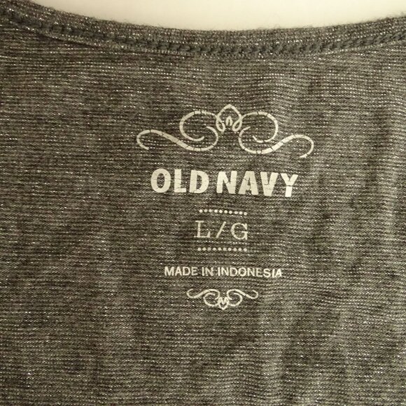 Old Navy Gray Silver Metallic Tank Top Women Size L Party Casual Stretch Fitted - Picture 3 of 8